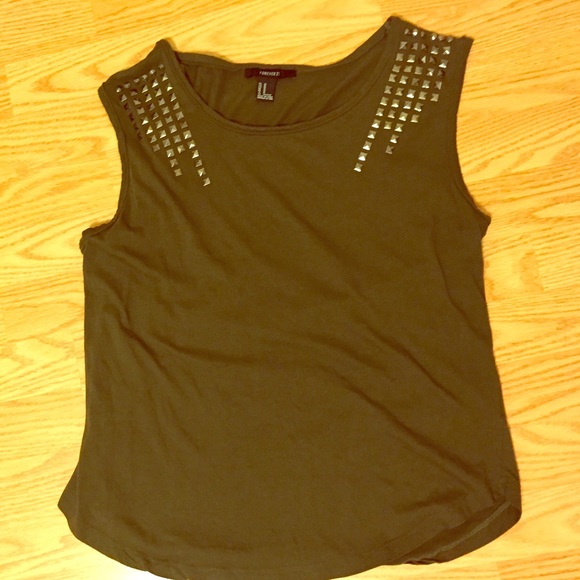 Green studded tank top