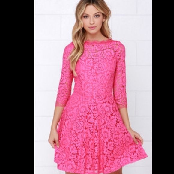 Lace On By Pink Lace Long Sleeve Dress-BRAND NEW