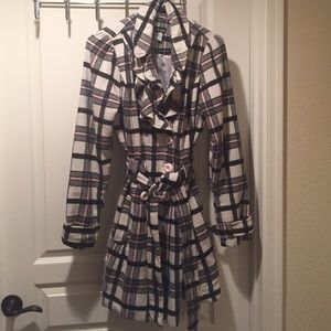 Plaid trench coat