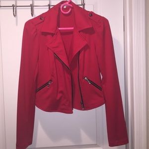 Red moto jacket