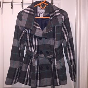 Doubled breasted plaid coat