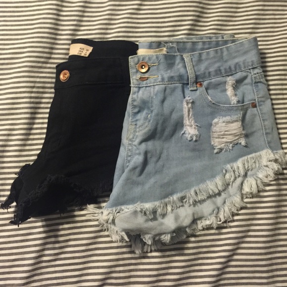 Cotton on black and denim shorts