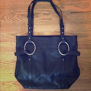 Alfani Black Leather Tote Bag