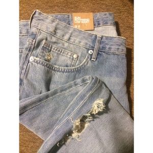 H&M slim, low waist, distressed boyfriend jeans.
