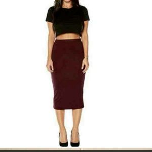 Burgundy midi skirt