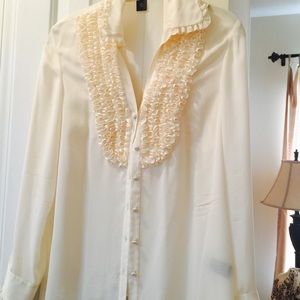 Gorgeous Silk tux blouse in cream color