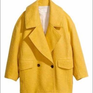 yellow H&M boxy coat size 4