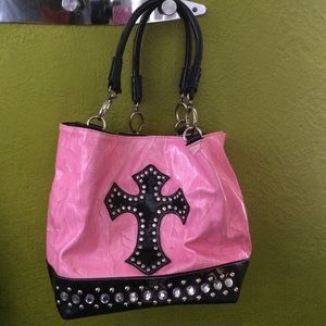 Pink & Black Cross Purse