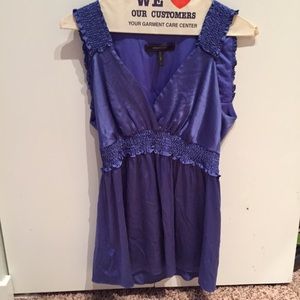 BCBG Blue satin sleeveless top
