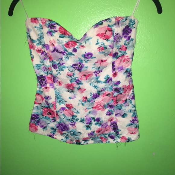 Lace floral tube top