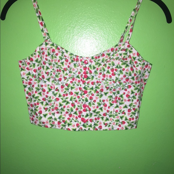 Cherries spaghetti strap crop top