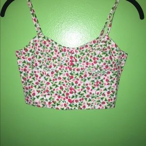 Cherries spaghetti strap crop top