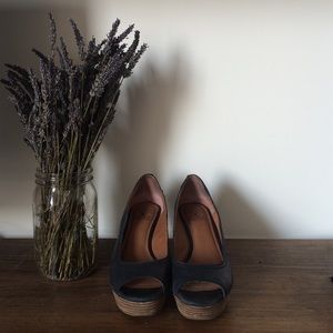 ‼️🔥SALE 🎉‼️ Lucky Brand Black Leather Wedges