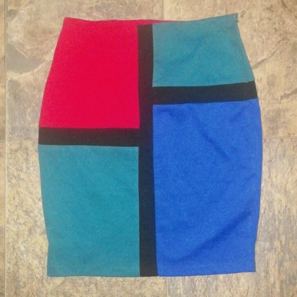 Beautiful COLOR BLOCK Skirt by Ark & Co Med
