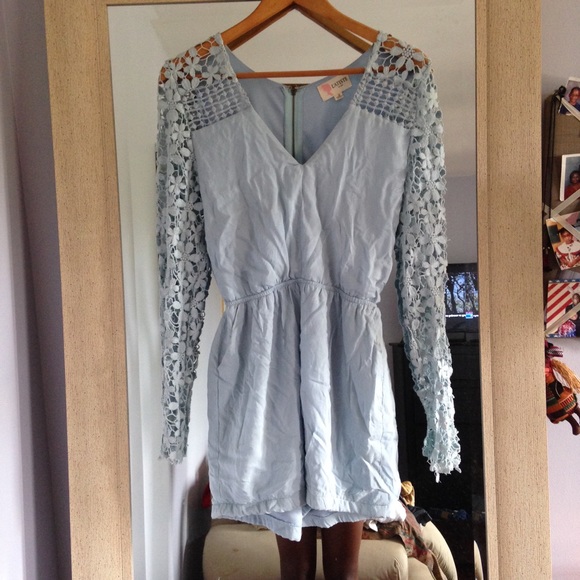 Lulus Other - Baby blue floral flirty lace romper.