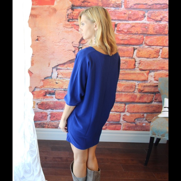 Cobalt blue V neck tunic dress - Picture 2 of 2