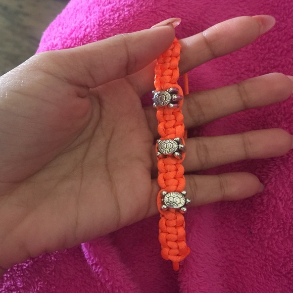 Neon orange turtle bracelet
