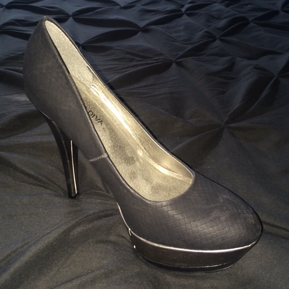 Black and silver heels