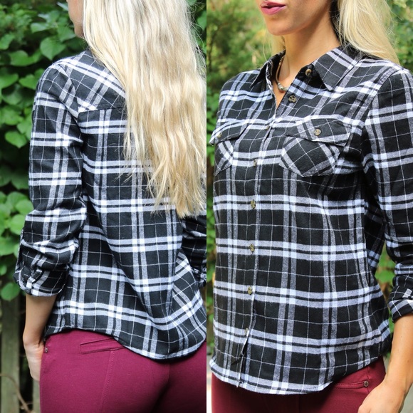 SOLD OUT Black Plaid Soft Flannel - Picture 3 of 4