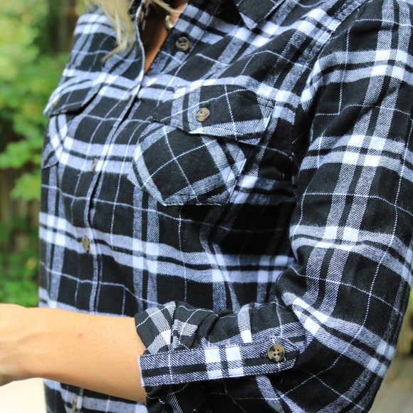SOLD OUT Black Plaid Soft Flannel - Picture 4 of 4