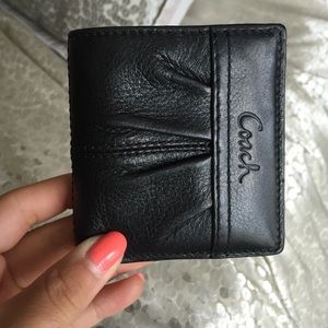 Small black Coach leather wallet w/coin pouch