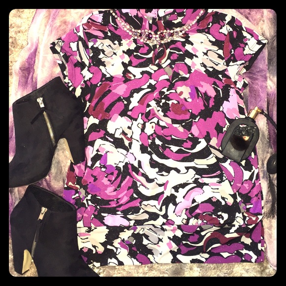I•N•C Slit-Front Purple Sparkle Blouse
