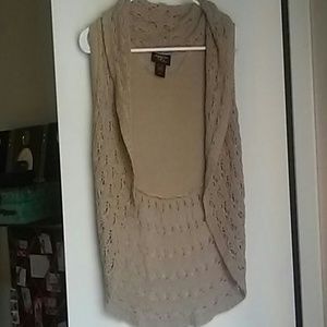 Light Brown Crochet Drape Vest