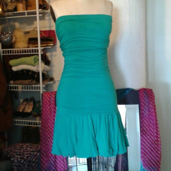 Teal Bodycon Dress with Bubble Hem