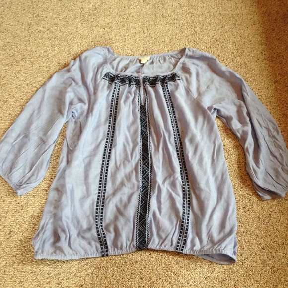 J. Crew Tops - J Crew Factory Embroidered Peasant Top
