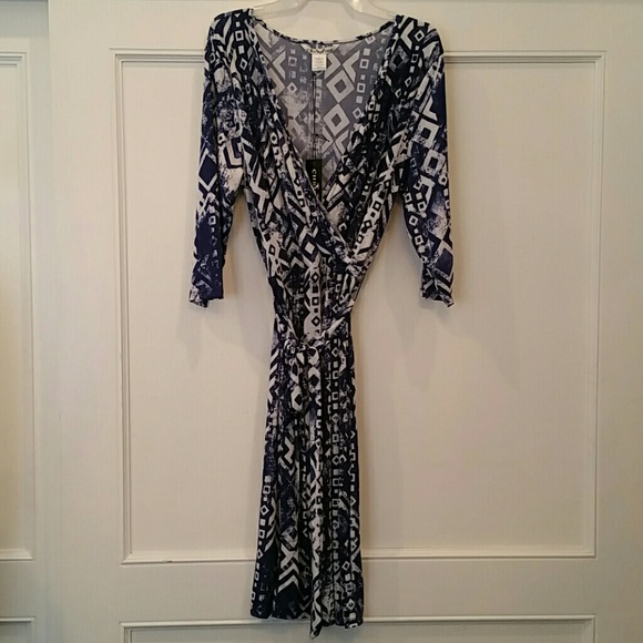 Christine V Faux Wrap Dress with belt tie