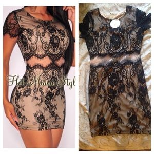 Black nude illusion mini