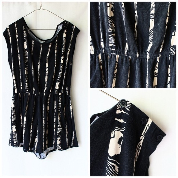 Romper with wood grain.