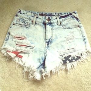 High waisted American flag shorts