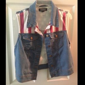American flag denim vest