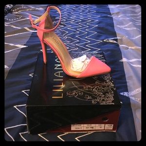 Hot pink pointy toe heels