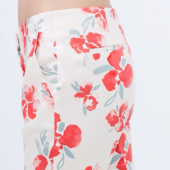 NWT Zara floral white cotton crop pants skinny - Picture 4 of 4