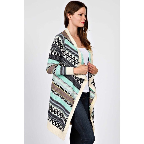 ❄️ Tribal Print Cascade Open Cardigan - Picture 4 of 4