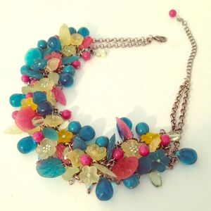 Floral beaded statement necklace