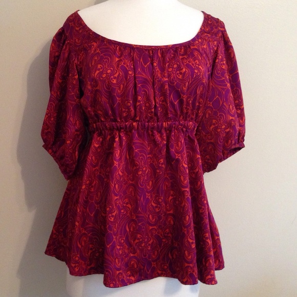 H&M Empire Waist Fuchsia and Orange Top