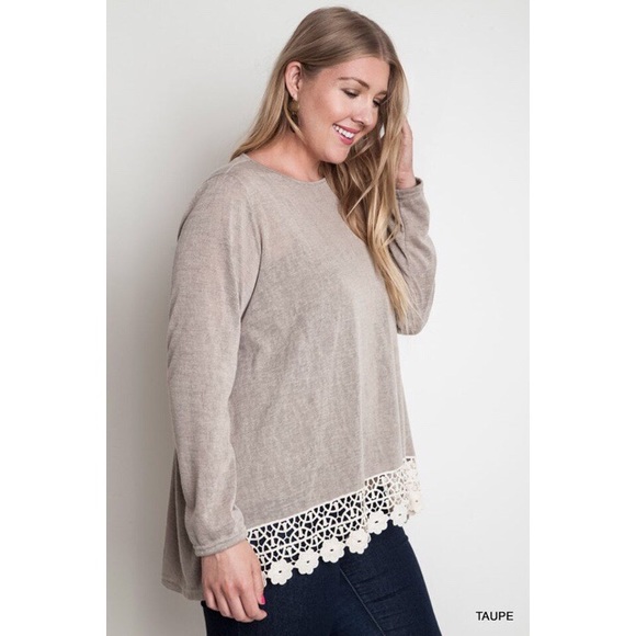 SOLD OUT! Taupe Knit Scoop Neck Top - Picture 2 of 4