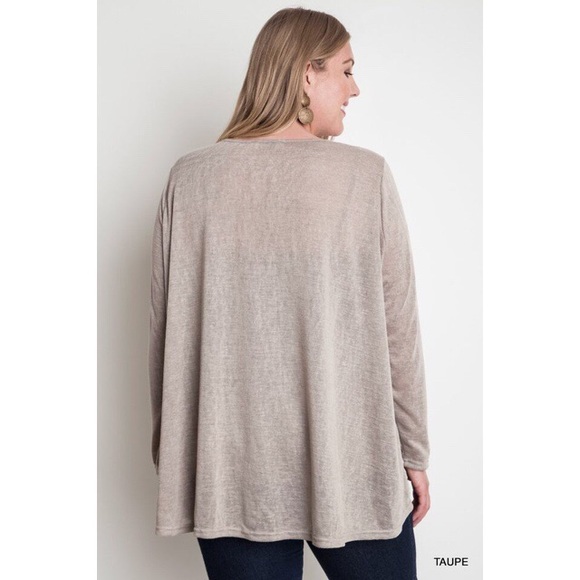 SOLD OUT! Taupe Knit Scoop Neck Top - Picture 3 of 4