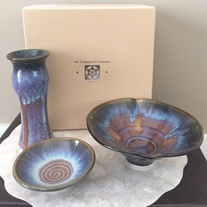 Pottery, set of 3 from 'the Company of Craftsmen'