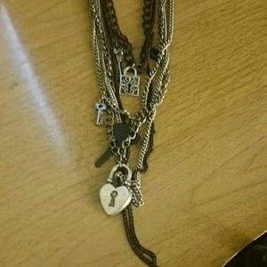 Black and silver long necklace