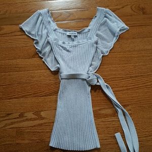 Bebe silver square neck top XS
