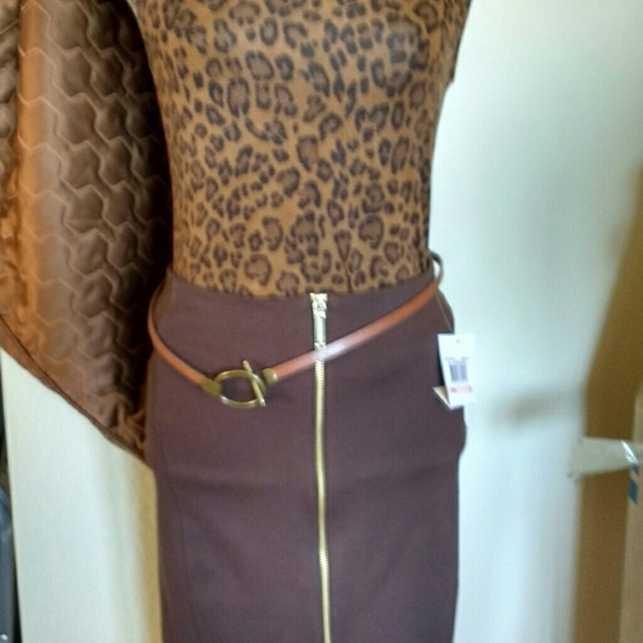 Kors pencil skirt, New, brown, gold zipper