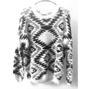 Fuzzy black and off-white sweater