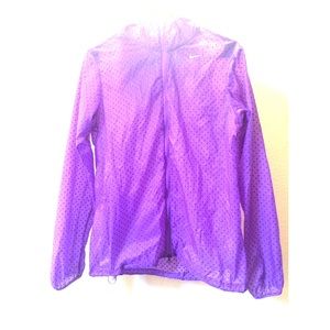 Purple polka-dot zip up wind breaker