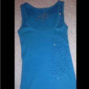 A7 blue tank top with diamonds! Size Small! NWOT