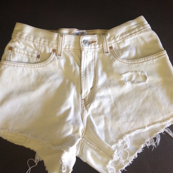 Levi's High Waisted White Jean Shorts