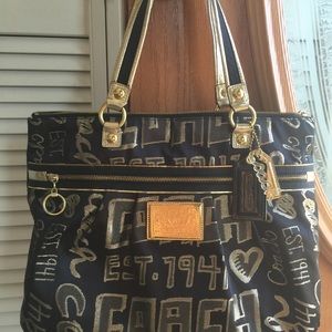 Coach Black Graffiti Poppy Handbag